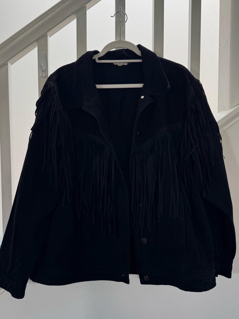 JODIFL Black Fringe Jean Jacket